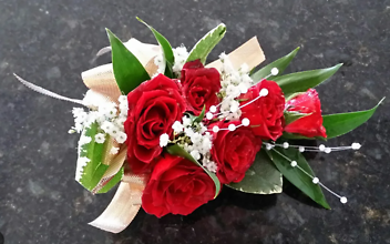 Red and White Wrist Corsage