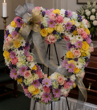 Peaceful Pastels Sympathy Floral Heart