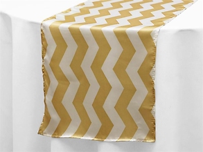 Champagne Chevron Satin Runner - Rental