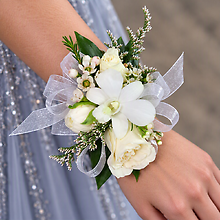 White Orchid & Rose Wrist Corsage