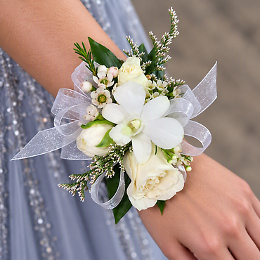 White Orchid & Rose Wrist Corsage