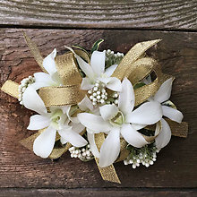 White Wrist Corsage - Choose Ribbon