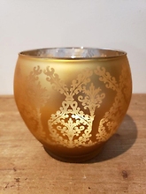 Frosted Gold Damask Candle Holders