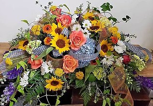 Gingham Garden Casket Spray
