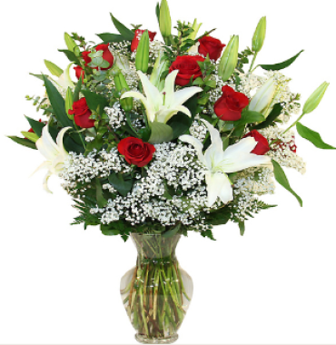 Red And White Supreme Vase Arrangement