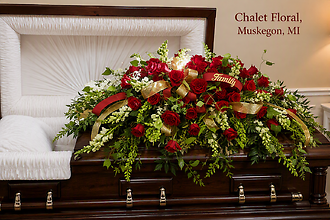 Red And White Elegant Garden Casket Spray