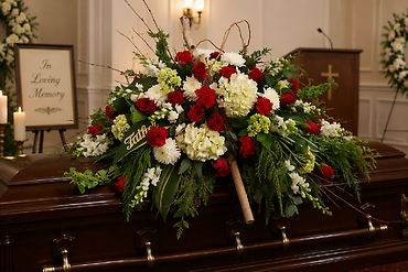 Peaceful Woodland Birch Casket Spray