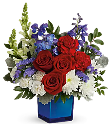 Red White And Blue Blooms Bouquet