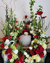 Memorial Urn in Red and White