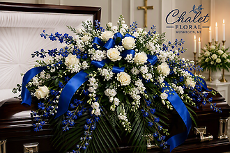 Blue and White Casket Spray