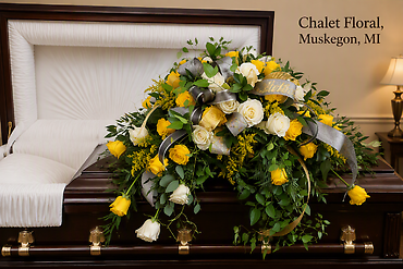 The Love Of Yellow Casket Spray