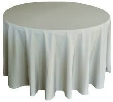 90&quot; Round Silver Poly Tablecloths