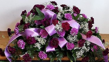 Purple Carnation Casket Spray