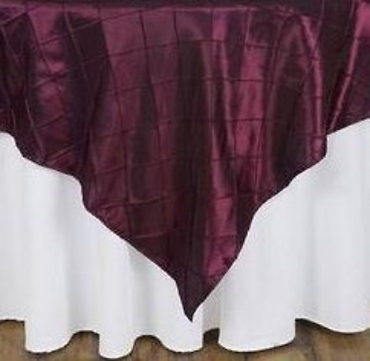 Burgundy pintuck overlay