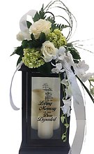 Loving Memory Lantern With Flowers
