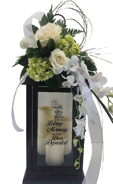 Loving Memory Lantern With Flowers