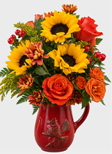 Autumn Cardinal Pitcher Bouquet