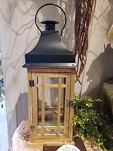 Wood Trellis Lantern Metal Top