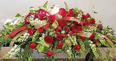 Red And White Elegant Garden Casket Spray