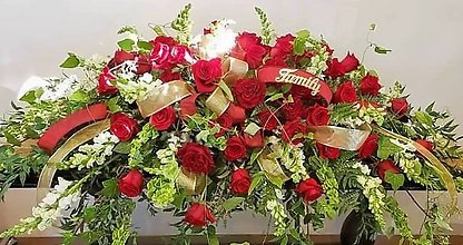 Red And White Elegant Garden Casket Spray