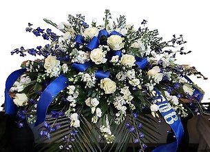 Blue and White Casket Spray