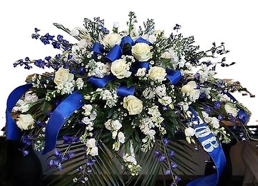 Blue and White Casket Spray