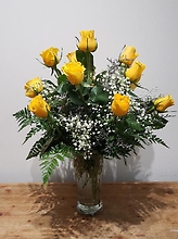 Dozen Yellow Roses Arranged