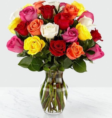 24 Assorted Roses Arranged