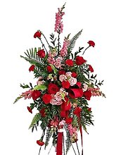 Pinks And Reds Easel Floral Arrangement