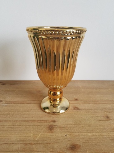 Gold Ceramic Pedestal Urn
