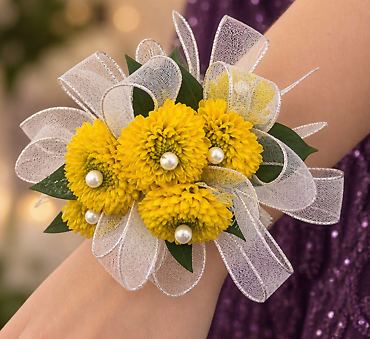 Golden Elegance Wrist Corsage