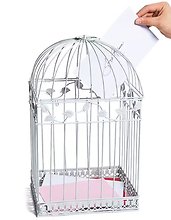 White Bird Cage Card Box