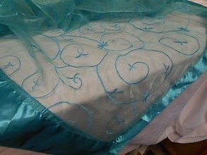 Turquoise Satin Swirl Runner - Rental