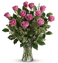 Dozen Lavender Roses Arranged