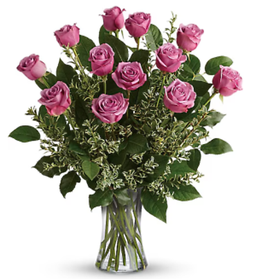 Dozen Lavender Roses Arranged