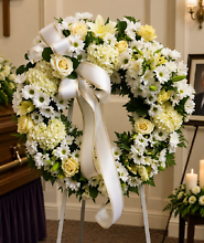 White Wreath With Ribbon